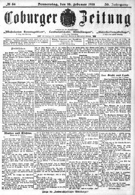 Coburger Zeitung Donnerstag 10. Februar 1910