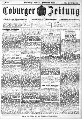 Coburger Zeitung Sonntag 13. Februar 1910