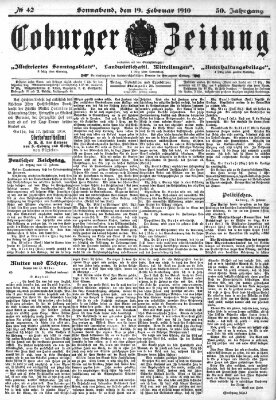 Coburger Zeitung Samstag 19. Februar 1910