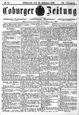 Coburger Zeitung Mittwoch 23. Februar 1910