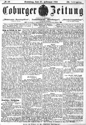 Coburger Zeitung Sonntag 27. Februar 1910