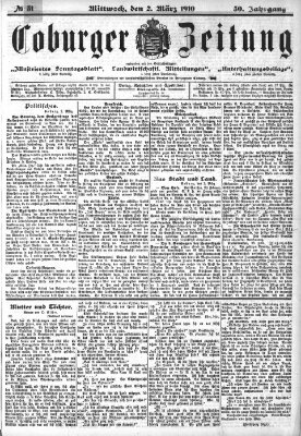 Coburger Zeitung Mittwoch 2. März 1910