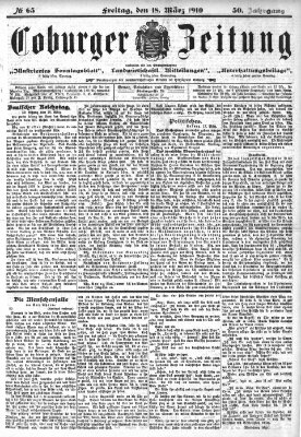 Coburger Zeitung Freitag 18. März 1910