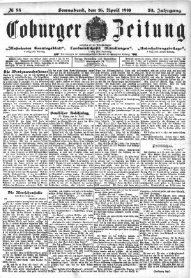 Coburger Zeitung Samstag 16. April 1910