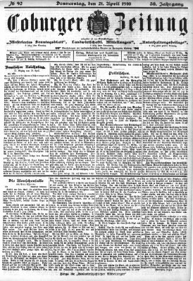 Coburger Zeitung Donnerstag 21. April 1910