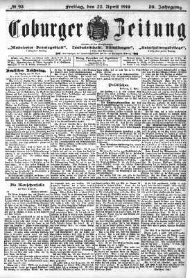 Coburger Zeitung Freitag 22. April 1910