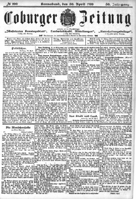 Coburger Zeitung Samstag 30. April 1910