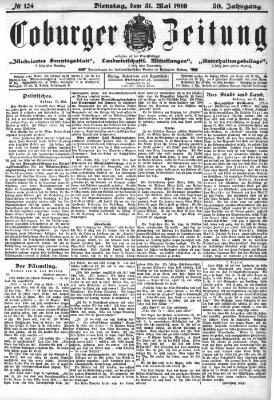 Coburger Zeitung Dienstag 31. Mai 1910