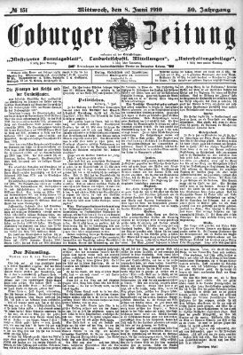 Coburger Zeitung Mittwoch 8. Juni 1910