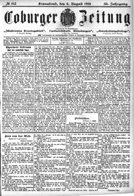 Coburger Zeitung Samstag 6. August 1910