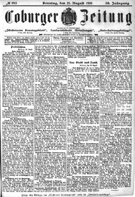 Coburger Zeitung Sonntag 21. August 1910