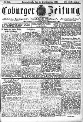 Coburger Zeitung Samstag 3. September 1910