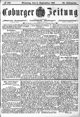 Coburger Zeitung Dienstag 6. September 1910