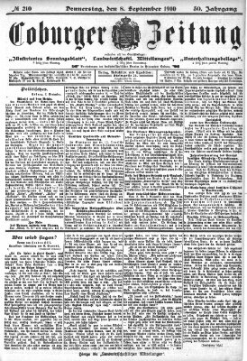 Coburger Zeitung Donnerstag 8. September 1910