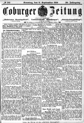 Coburger Zeitung Sonntag 11. September 1910