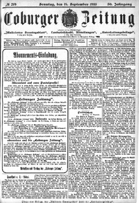 Coburger Zeitung Sonntag 18. September 1910