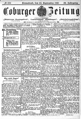 Coburger Zeitung Samstag 24. September 1910