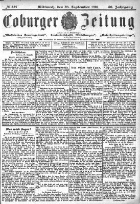 Coburger Zeitung Mittwoch 28. September 1910