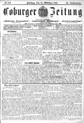 Coburger Zeitung Freitag 14. Oktober 1910