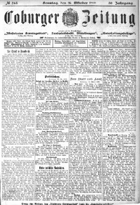 Coburger Zeitung Sonntag 16. Oktober 1910