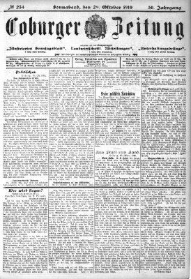 Coburger Zeitung Samstag 29. Oktober 1910