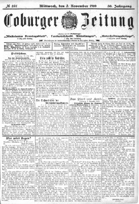 Coburger Zeitung Mittwoch 2. November 1910