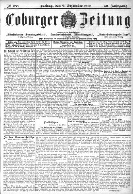 Coburger Zeitung Freitag 9. Dezember 1910