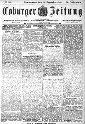 Coburger Zeitung Donnerstag 15. Dezember 1910