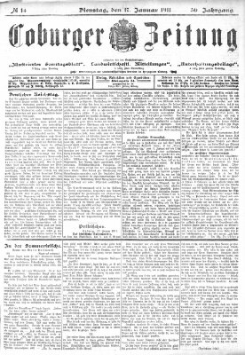 Coburger Zeitung Dienstag 17. Januar 1911