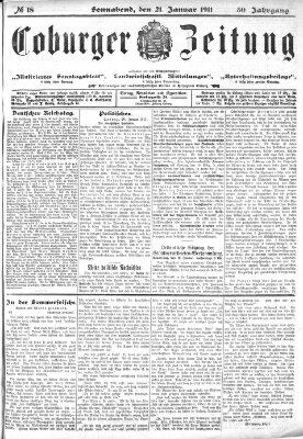 Coburger Zeitung Samstag 21. Januar 1911