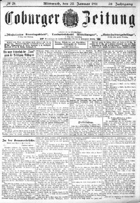 Coburger Zeitung Mittwoch 25. Januar 1911