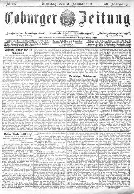 Coburger Zeitung Dienstag 31. Januar 1911