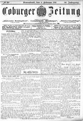 Coburger Zeitung Samstag 4. Februar 1911