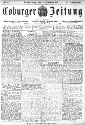 Coburger Zeitung Donnerstag 9. Februar 1911