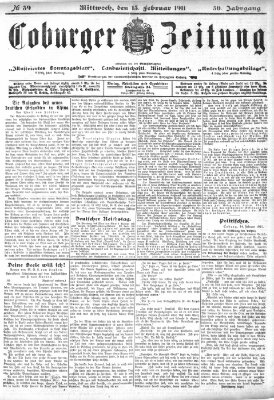 Coburger Zeitung Mittwoch 15. Februar 1911