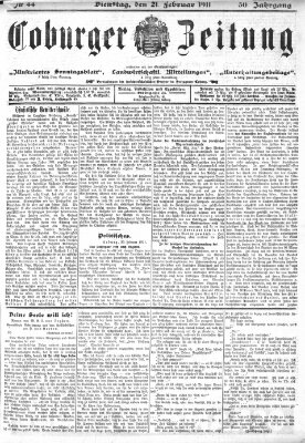 Coburger Zeitung Dienstag 21. Februar 1911