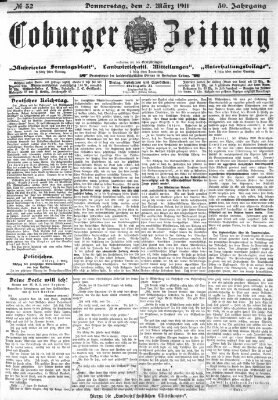 Coburger Zeitung Donnerstag 2. März 1911