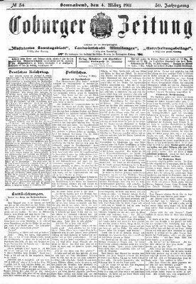 Coburger Zeitung Samstag 4. März 1911