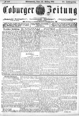 Coburger Zeitung Mittwoch 22. März 1911