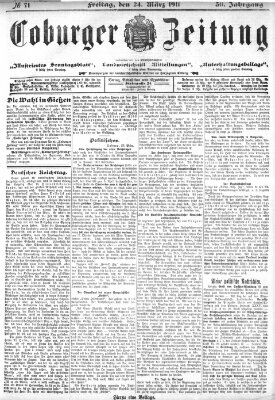 Coburger Zeitung Freitag 24. März 1911