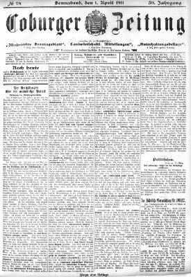 Coburger Zeitung Samstag 1. April 1911