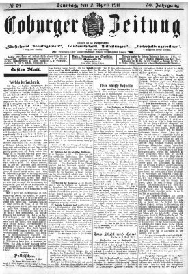 Coburger Zeitung Sonntag 2. April 1911