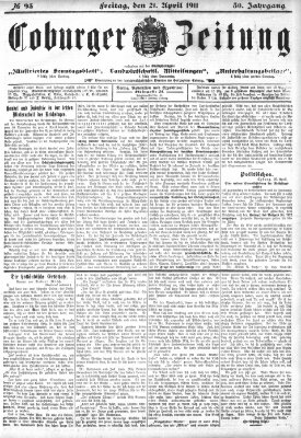 Coburger Zeitung Freitag 21. April 1911