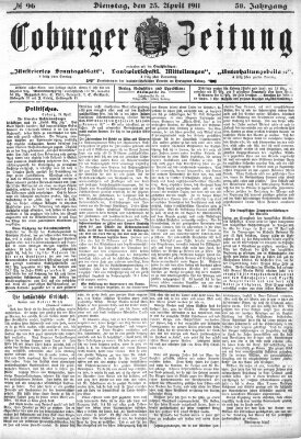 Coburger Zeitung Dienstag 25. April 1911