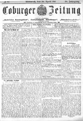 Coburger Zeitung Mittwoch 26. April 1911