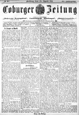 Coburger Zeitung Freitag 28. April 1911