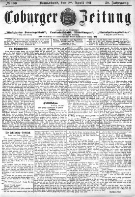 Coburger Zeitung Samstag 29. April 1911