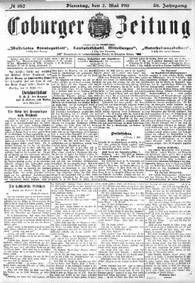 Coburger Zeitung Dienstag 2. Mai 1911