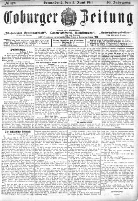 Coburger Zeitung Samstag 3. Juni 1911