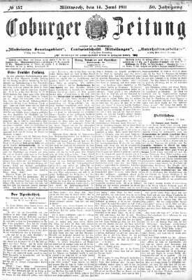 Coburger Zeitung Mittwoch 14. Juni 1911